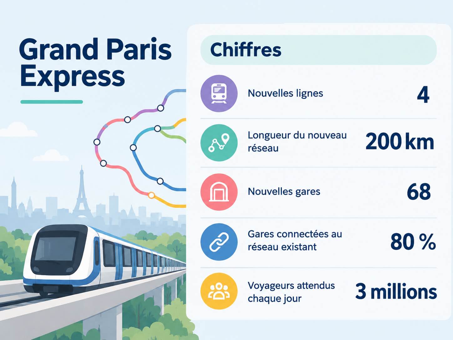 données sur le grand paris express avec Des bras en plus
