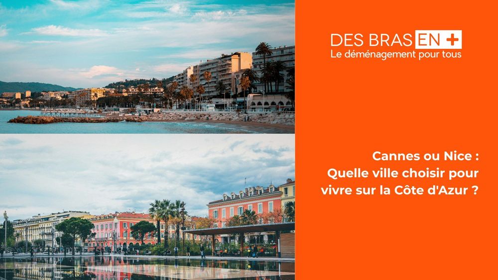 bord de mer de la ville de Cannes en haut vs la coulée verte à nice en bas
