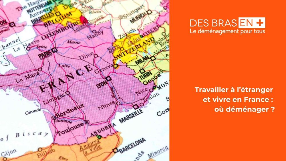 carte de France avec les pays frontaliers et bannière Des Bras en Plus