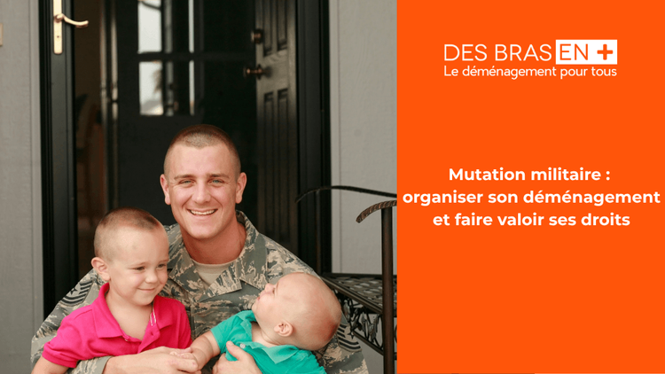 Visuel d'aide Des Bras En + illustrant le déménagement des familles de militaires en cas de mutation. 