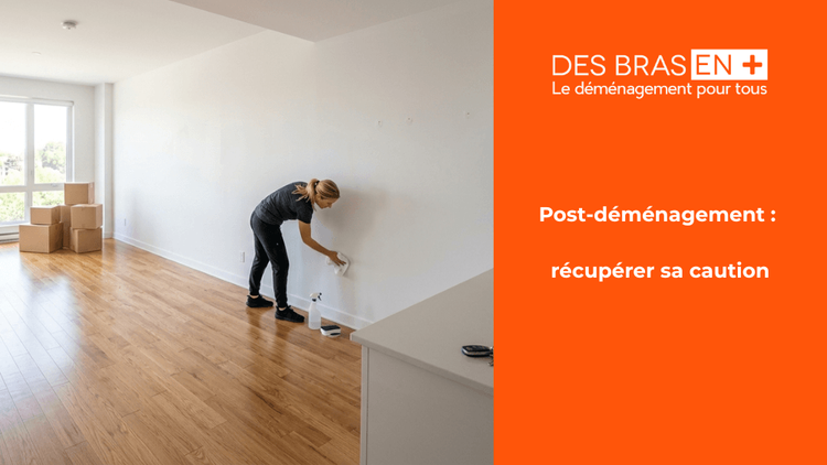 Femme nettoyant un mur dans un intérieur vide pour récupérer sa caution.