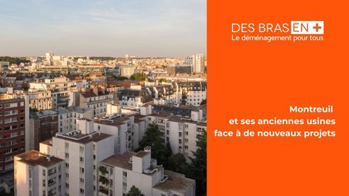 vue sur les bâtiments de Montreuil avec bannière des bras en plus