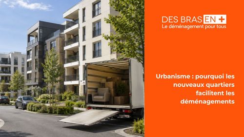 nouveau quartier avec un camion de déménagement