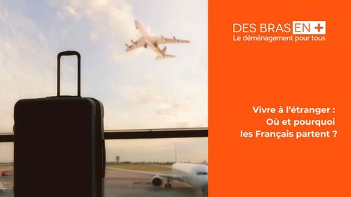 valise avec un avion décollant de l'aéroport et bannière des bras en plus